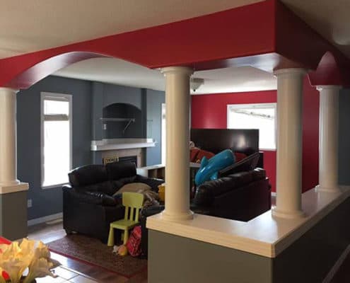 interior of a room painted red in Calgary